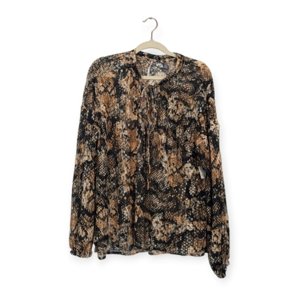NWT Free People Out For the Night Snakeskin Sheer Blouse